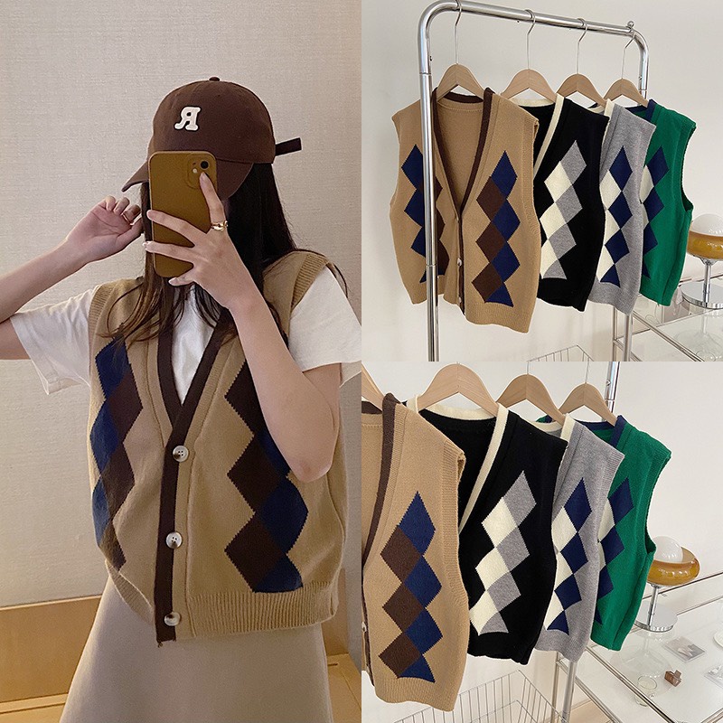 Gile Len Nữ Hoạ Tiết Caro, Áo Sát Nách Mix Sơ Mi