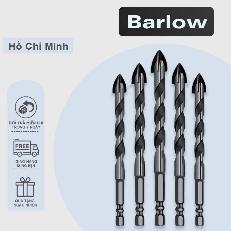 Bộ 5 mũi khoan đa năng chân lục giác 4 cạnh thép đen Nhật, khoan sắt, khoan kính thủy tinh, gạch men đá gốm