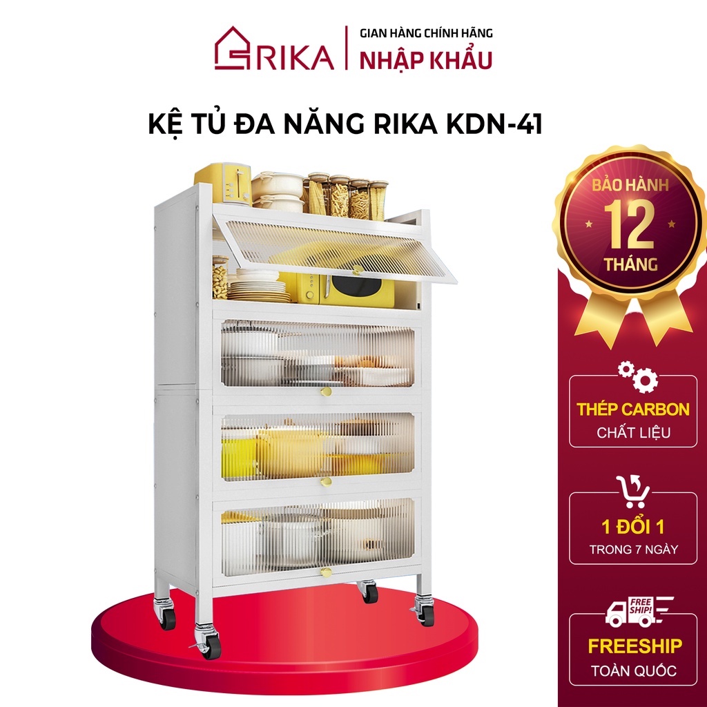 Tủ Kệ Bếp Để Đồ Đa Năng RIKA KDN-41B, Kệ Lò Vi Sóng Lò Nướng Dụng Cụ Nhà Bếp 3 4 Tầng Hàng Nhập Khẩu Chính Hãng