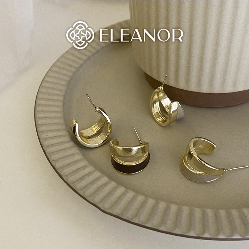 Bông tai nữ chuôi bạc 925 Eleanor Accessories phối hai màu độc đáo phụ kiện trang sức cá tính