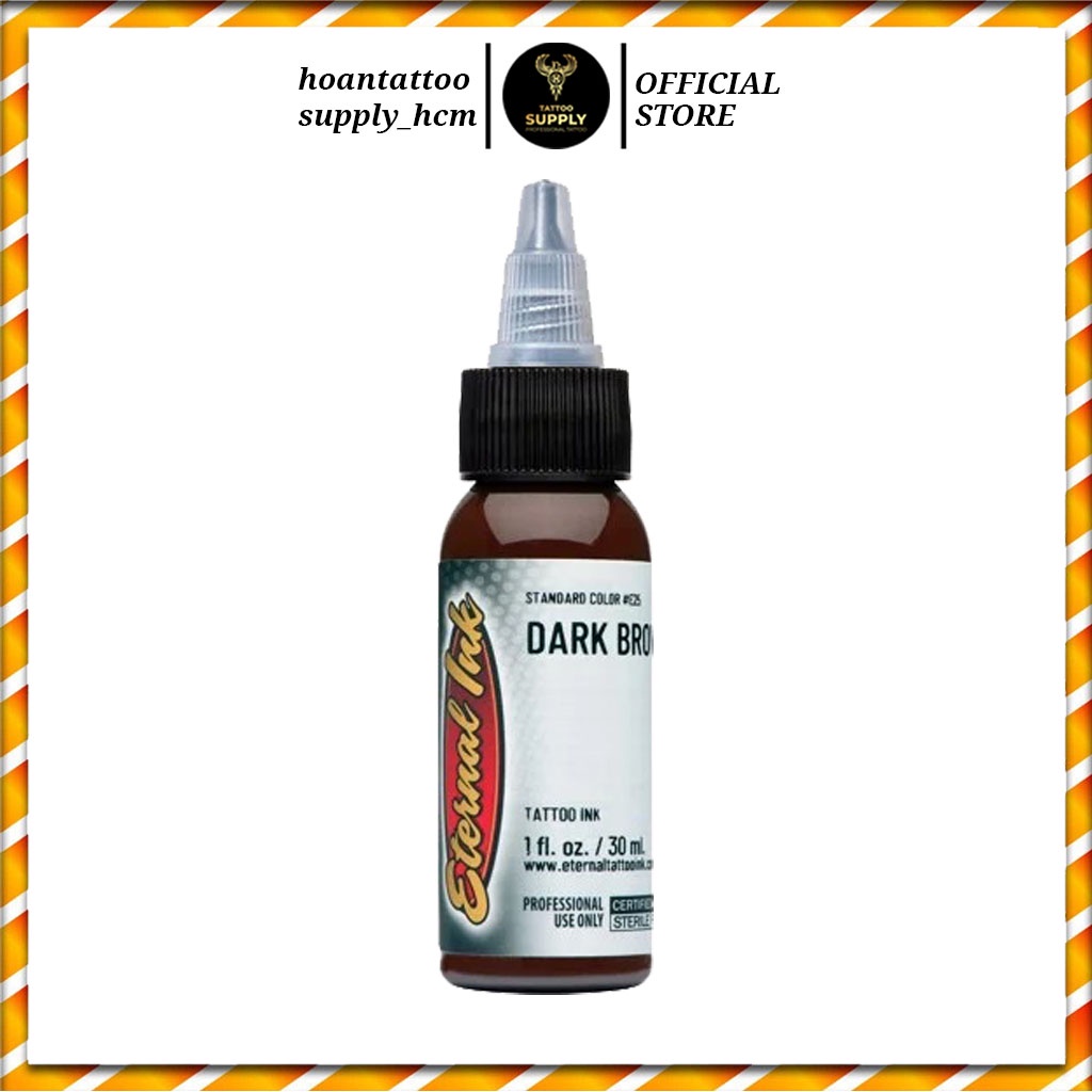 Mực xăm hình Eternal Dark Brown màu Nâu Đất tem mới chính hãng dùng cho tattoo