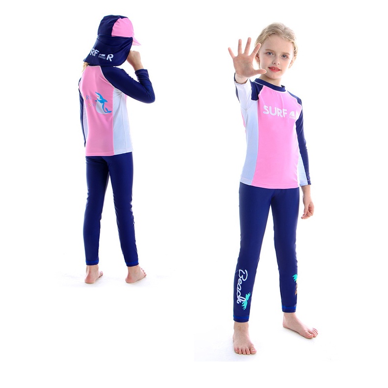 Đồ bơi cho bé gái, bé trai tay dài quần dài chống nắng cao cấp BG44