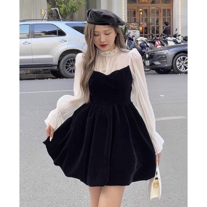 VÁY NHUNG PHA TƠ OGANZA DÁNG XOÈ VNBPTO