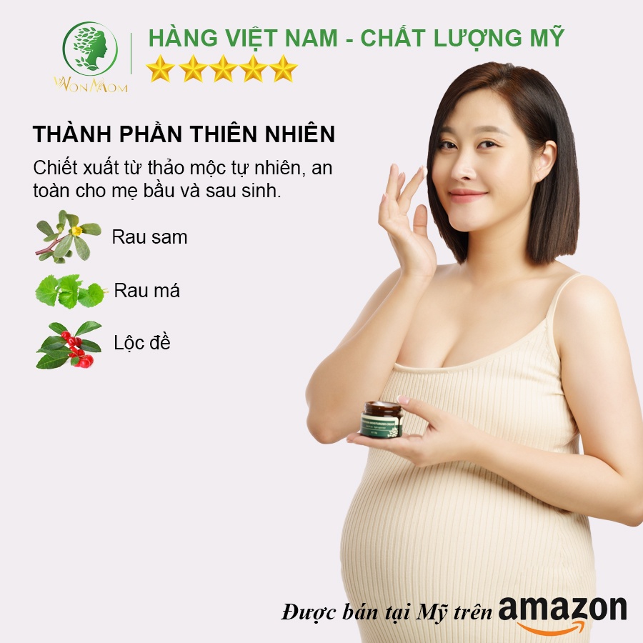 [ Giảm 35K - Đơn 339K ] Kem cấp ẩm, dưỡng trắng da và ngăn ngừa mụn Wonmom 50g