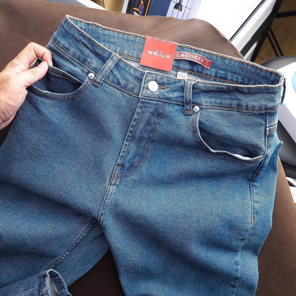 Quần Jean Nam LACOSTE LIVE Màu Xanh Basic 2023 Form SlimFit Mềm Mịn Co Giãn Hàng Xuất Xịn Có Big Size