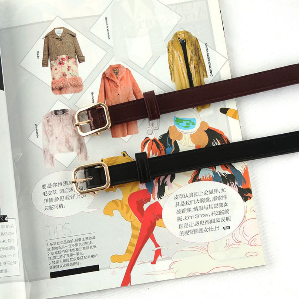 SmileFairyCC【COD &amp; Hàng Có Sẵn】Shiny Gold Faceted Small Women's BeltAffordable BeltsLadies Casual WaistbandAlloy Pin Buckle Leather Belts