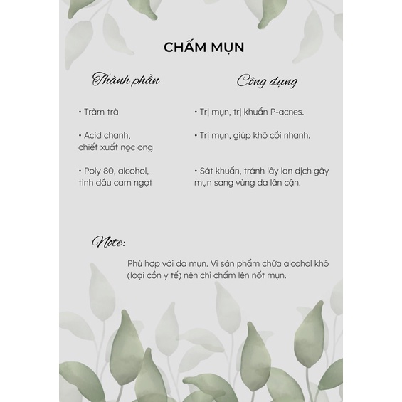 TINH CHẤT CHẤM MỤN