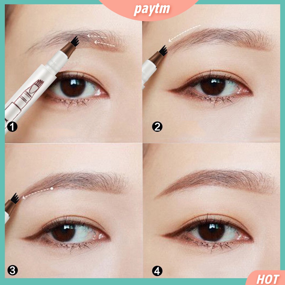 (PTM) Bút kẻ lông mày dạng phẩy sợi chống nước lâu phai đầu bút phân thành 4 ngạnh tiện dụng