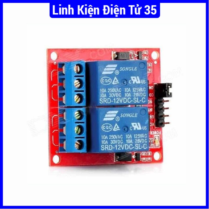 Linh kiện Module relay 2 kênh 12VDC H/L tín hiệu kích tùy chọn mức cao hoặc thấp