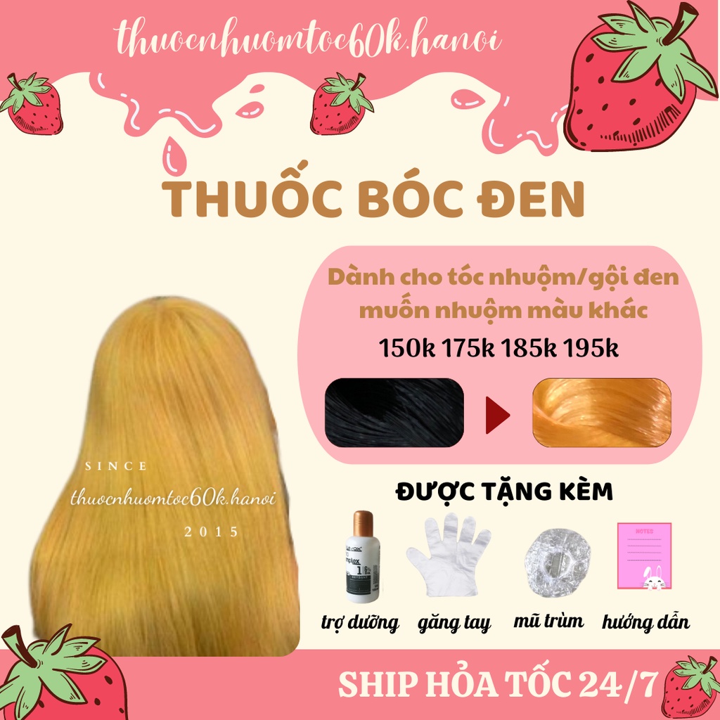  Thuốc bóc màu tóc đen đỏ kèm trợ dưỡng găng tay mũ chùm 