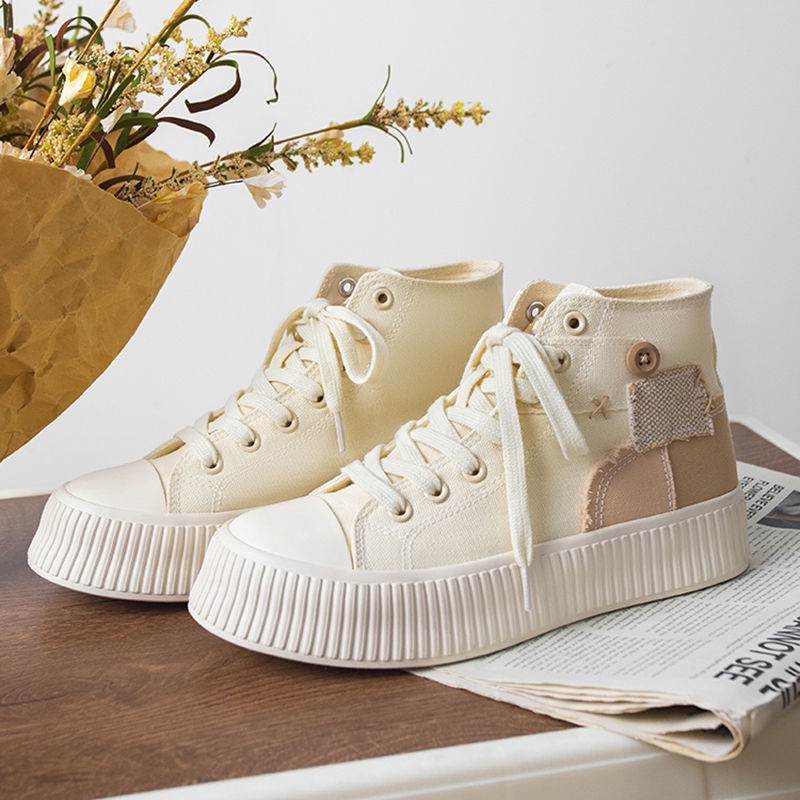 Hàng Có Sẵn Giày Canvas Cổ Cao Phong Cách Mới Mùa Thu Đường Phố Dễ Phối Đồ Cho Nữ