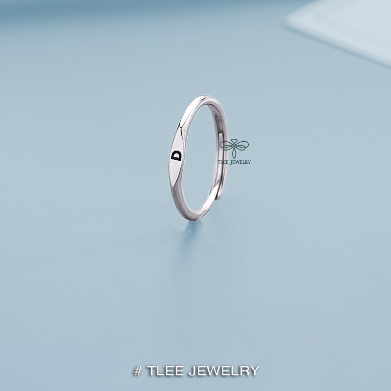 Nhẫn bạc TLEE mặt bẹt khắc chữ theo yêu cầu freesize TleeJewelry A0319