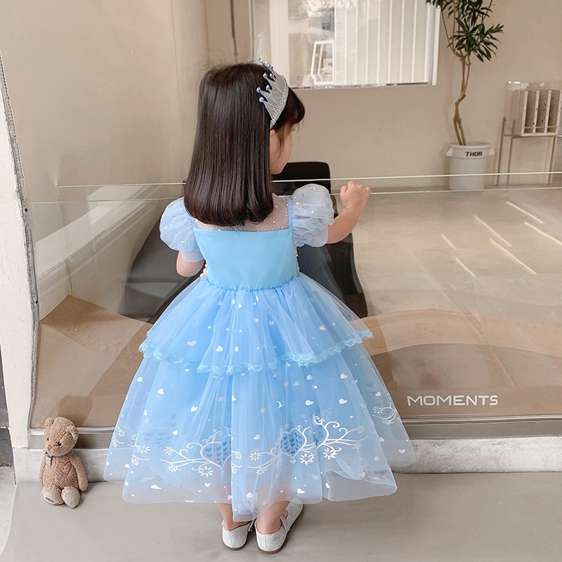 DISNEY Đầm Hóa Trang Công Chúa Elsa Trong Phim Frozen 2 Đính Kim Sa Đáng Yêu Cho Bé Gái Dịp Halloween