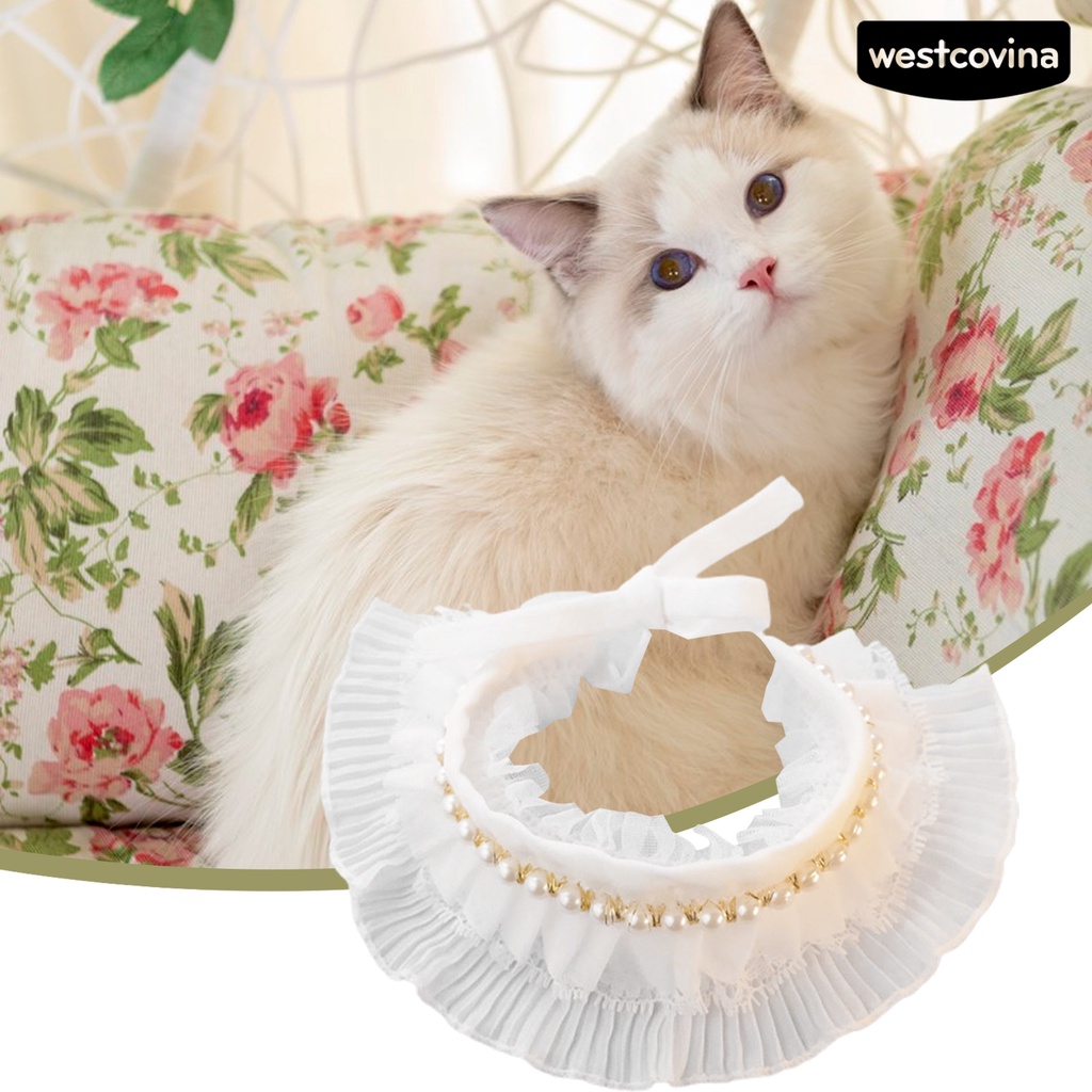 [COD]♘Yếm Ăn Đính Ngọc Trai Giả Thân Thiện Với Da Chống Mòn Dành Cho Thú Cưng