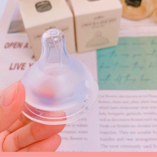 Hộp 2 núm ti silicone cổ rộng Spectra Hàn Quốc - phụ kiện cho bình sữa Cổ rộng ngang cổ 5cm