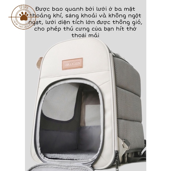 Balo tích hợp vali cao cấp đa năng vận chuyển cho chó mèo, Balo vali phối lưới thoáng khi - 4Petsoffical