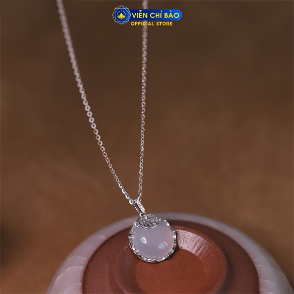 Dây chuyền bạc nữ chữ Phúc đá chất liệu bạc 925 thời trang phụ kiện trang sức Viễn Chí Bảo D000032