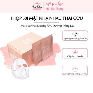 Hộp 50 miếng mặt nạ giấy dưỡng da nhau thai cừu Rwine Beauty Stem Cell Placenta Mask, mặt nạ nhật cấp ẩm, dưỡng trắng da