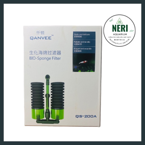 Lọc sủi vi sinh QS200A bio bông đôi kèm ngăn lọc QUANVEE QS-200A cho hồ cá