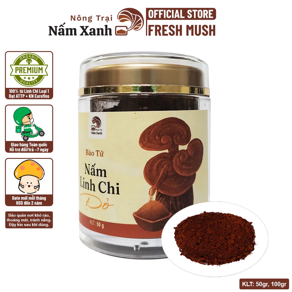 Bào Tử Nấm Linh Chi Đỏ 100gr Tốt Cho Sức Khỏe Toàn Diện - Nông Trại Nấm Xanh