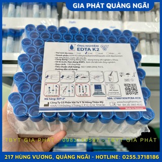 ỐNG NGHIỆM CHỐNG ĐÔNG MÁU EDTA 2ML ỐNG ĐỰNG MÁU CHỐNG ĐÔNG LÀM PRP HỘP 100 ỐNG