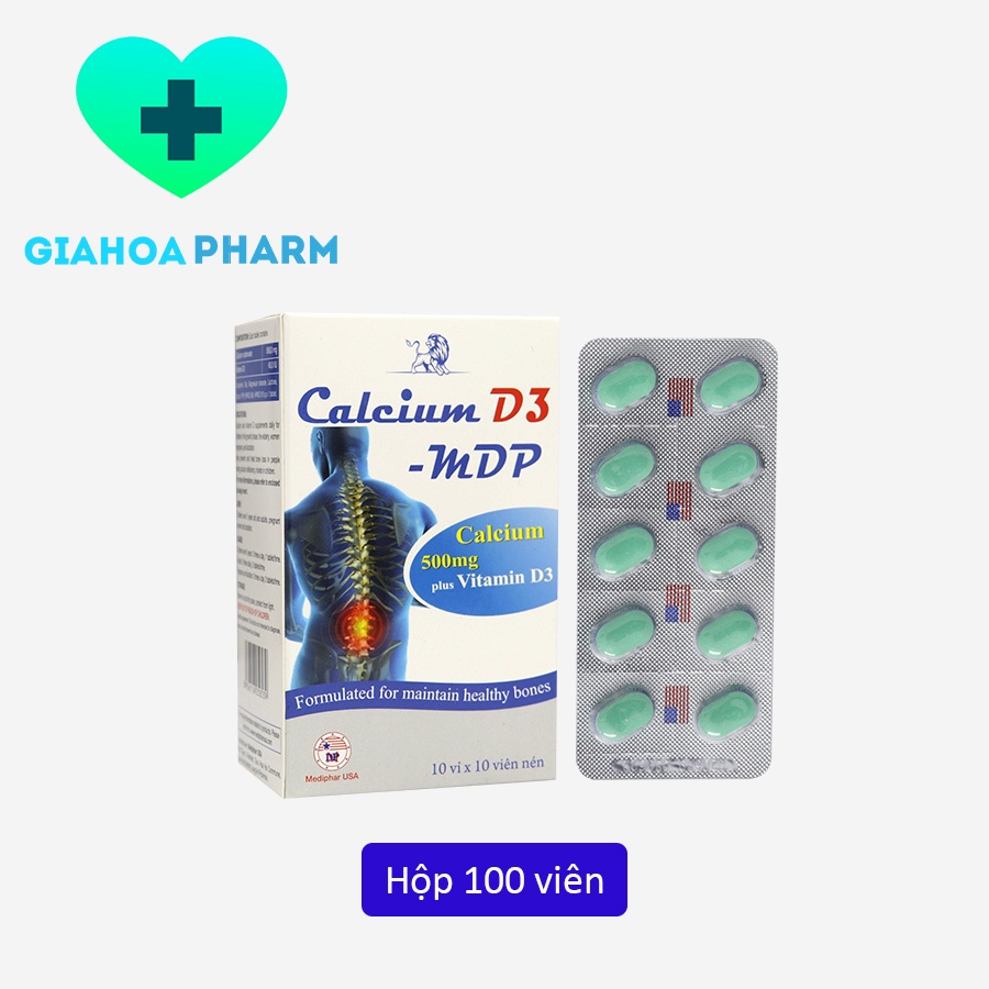 [CHÍNH HÃNG] Viên uống Calcium D3 MDP bổ sung Canxi + vitamin D3, giảm còi, loãng xương, giúp tăng trưởng, phát triển