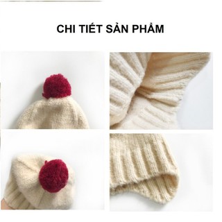 Mũ len bịt tai quả bông