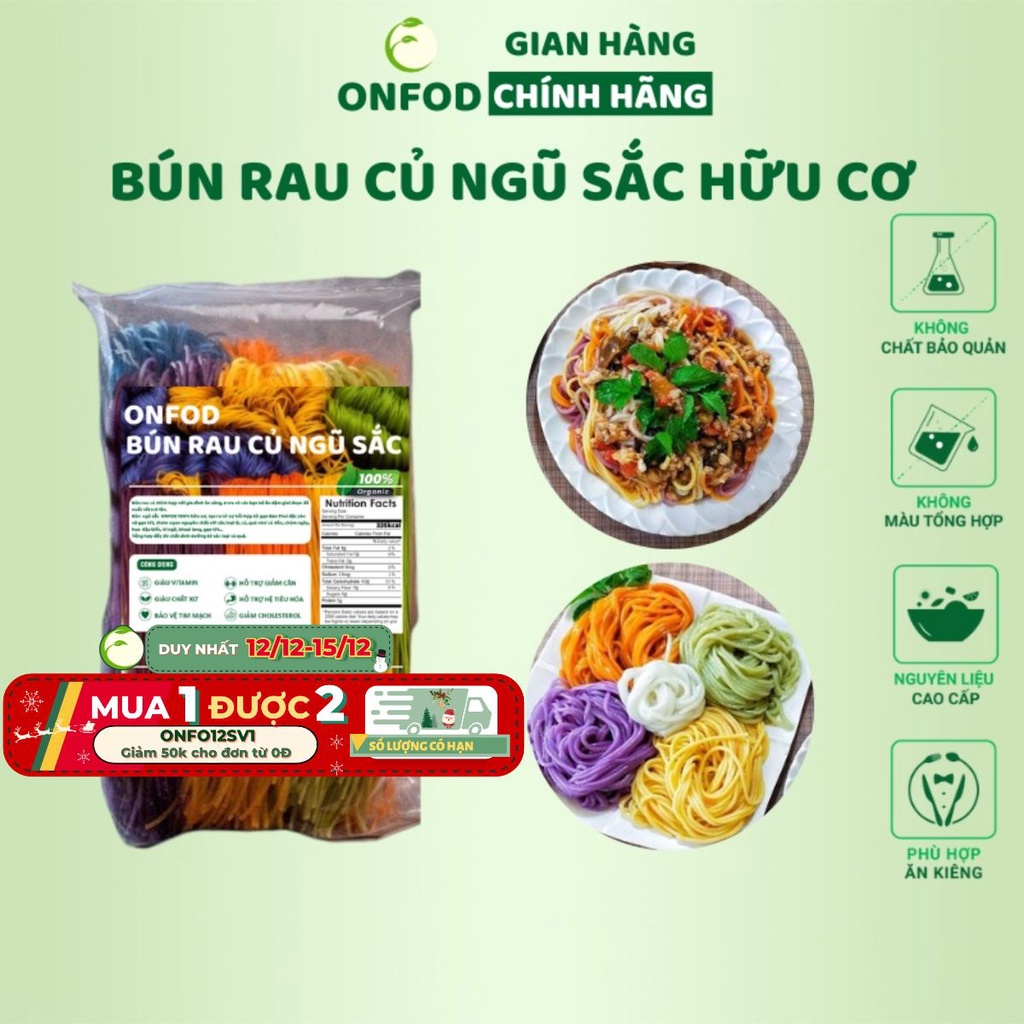 Bún gạo lứt rau củ ngũ sắc hữu cơ ONFOD ăn kiêng giảm cân healthy eatclean cho người tiểu đường, gym, yoga, mẹ bầu