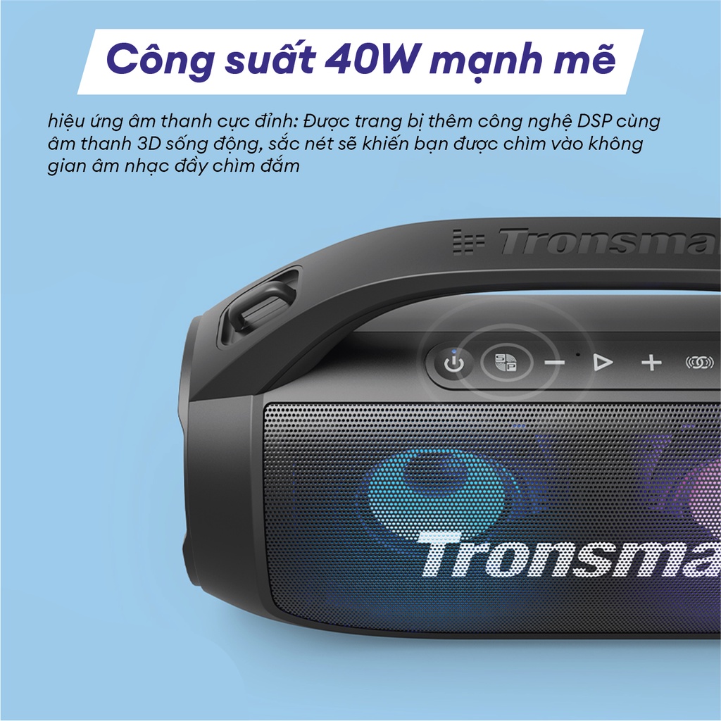 Loa Bluetooth 5. di động TRONSMART BANG SE – Đèn LED - Công suất 40W - Chống nước IPX6 - Hàng chính hãng - Bảo hành 12