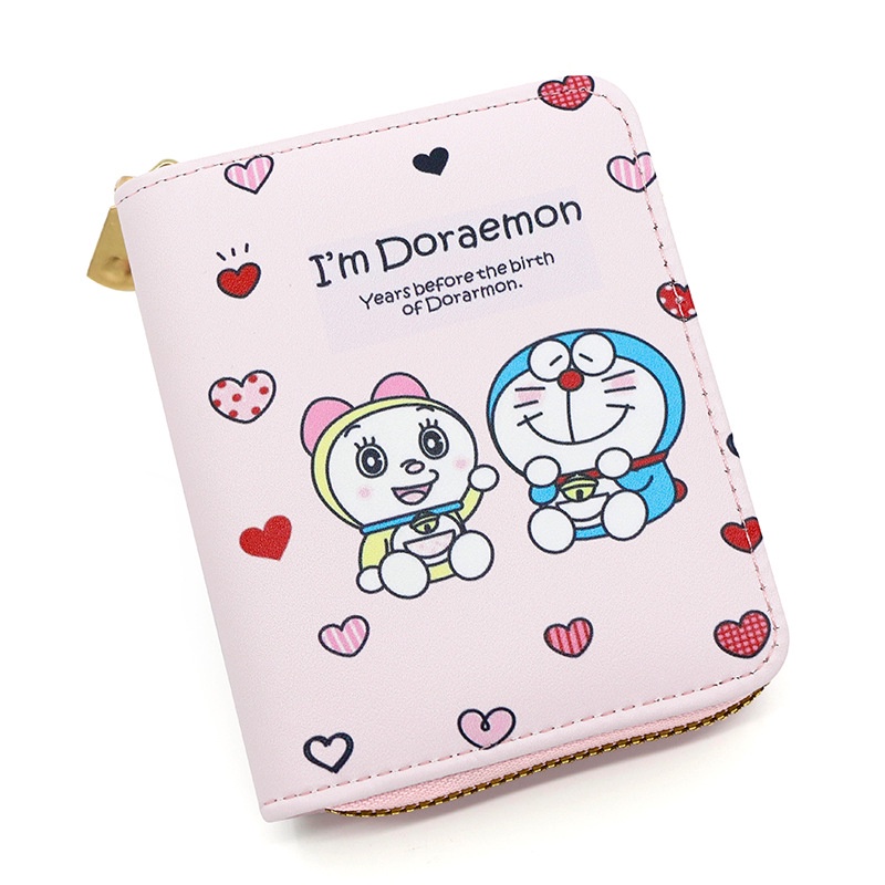 Ví Ngắn Có Khóa Kéo Họa Tiết Hoạt Hình Sanrio Hello Kitty Winnie the Pooh Doraemon Cho Nữ