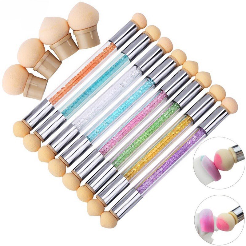 Set cọ, bút dặm omber mút 2 đầu tặng kèm 4 mút (Hồng) phụ kiện đồ nail chuyên nghiệp tiện lợi omber N.P Nails