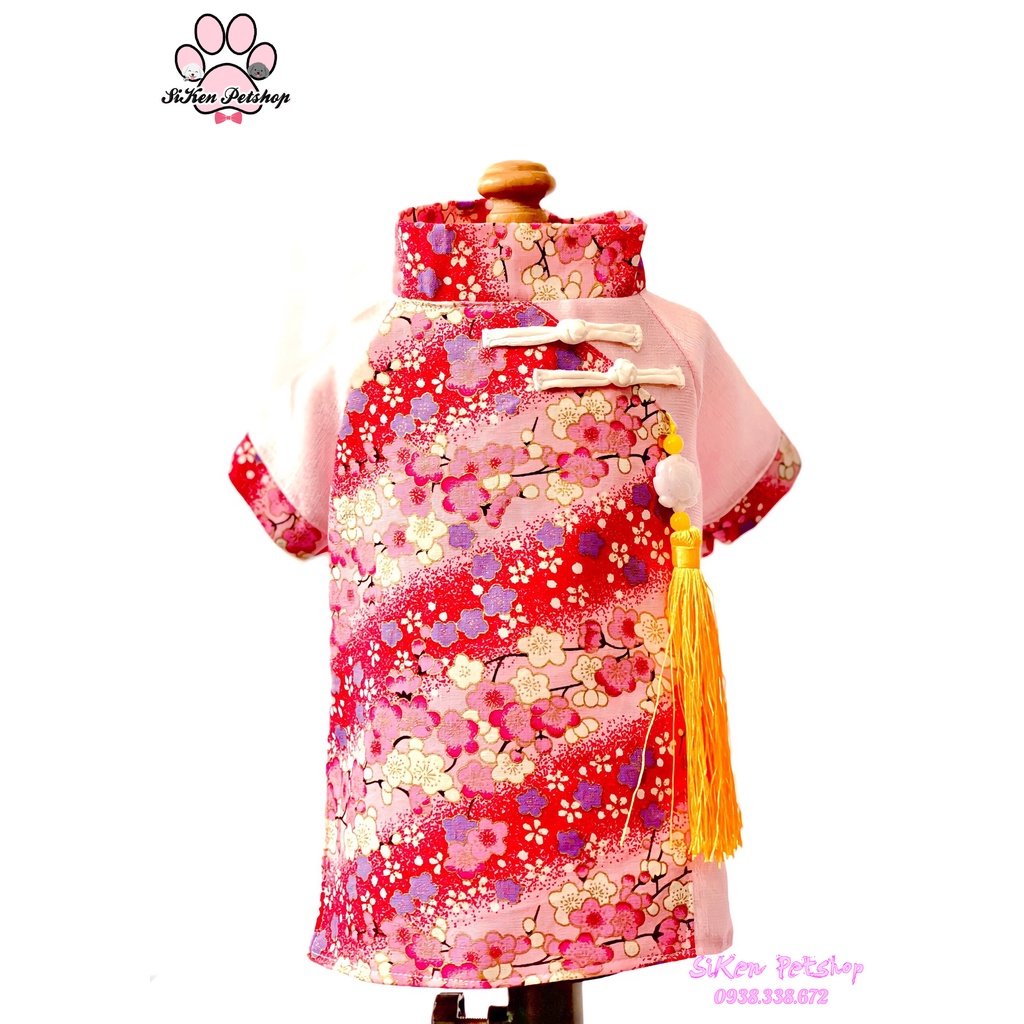 Áo TẾT họa tiết hoa anh đào cho CHÓ/MÈO