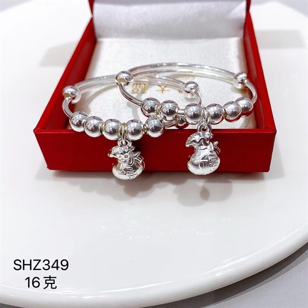 Kiềng trẻ em mix bi charm túi tiề n chất liệu bạc Thái 925 thời trang phụ kiện trang sức Viễn Chí Bảo L000022