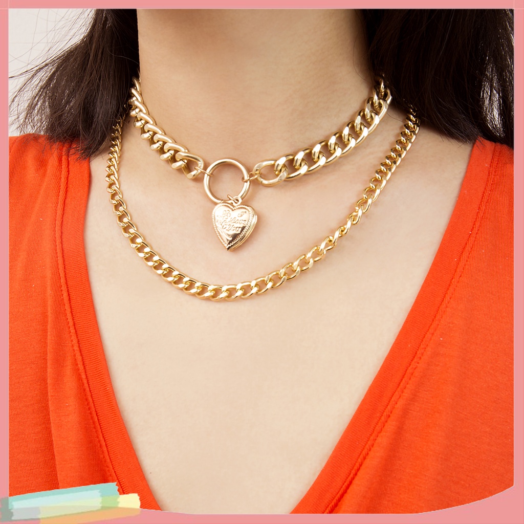 Dây Chuyền Hợp Kim Trang Trí Mặt Hình Trái Tim Xinh Xắn Dành Cho Nữ