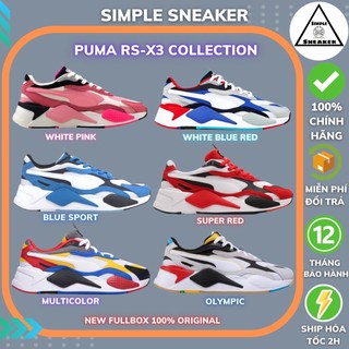 Giày Puma Nam Nữ Chính Hãng 🔴SIMPLE SNEAKER🔴Puma RS-X3 Super Red - Olympic - Multicolor - Pink [372884 01 - 373308 01 ]