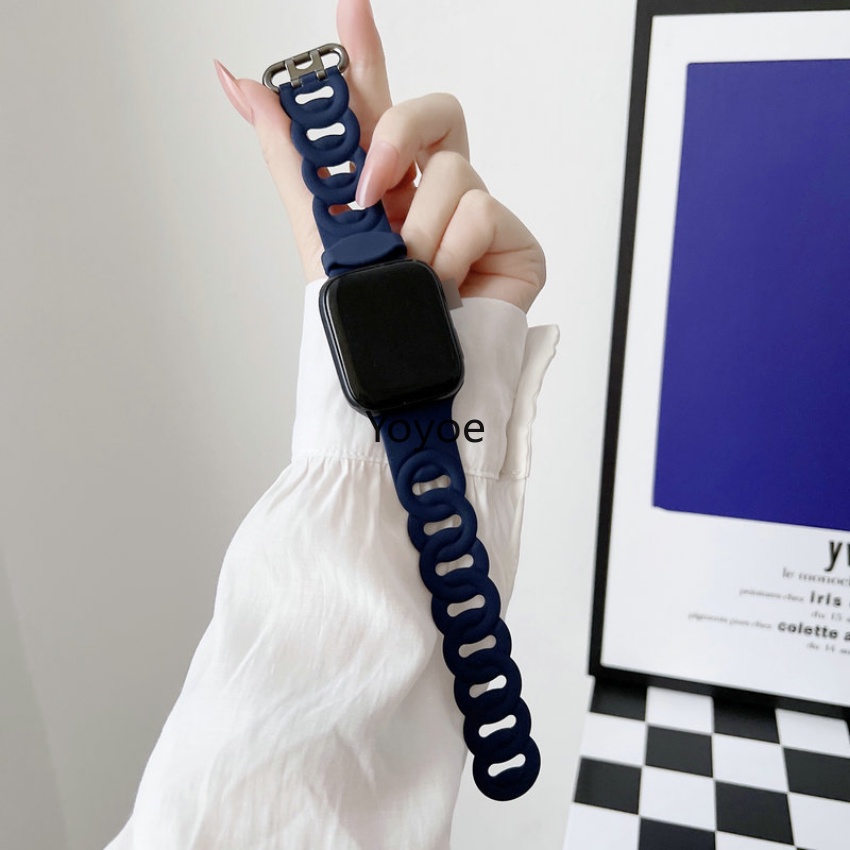Dây Đeo Đồng Hồ Bằng Silicone Hình Tròn Kích Thước 40mm 44mm 45mm 41mm 49mm 42mm 38mm Cho iWatch Series 8 7 SE 6 5 4 3 2 1