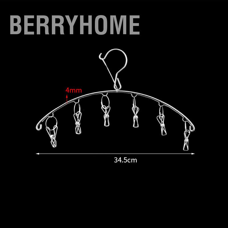 Móc Treo Phơi Quần Áo Thép Không Gỉ Dày Hình Vòng Cung Chống Gió Sock Tất Khăn Lót BerryHome～