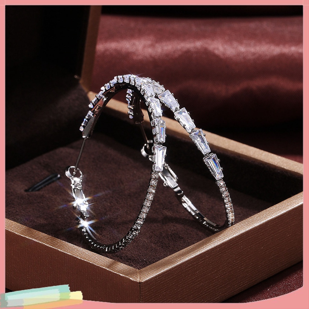 Đôi Khuyên Tai HìNh VòNg TròN LớN LấP LáNh ThờI Trang Cho Nữ