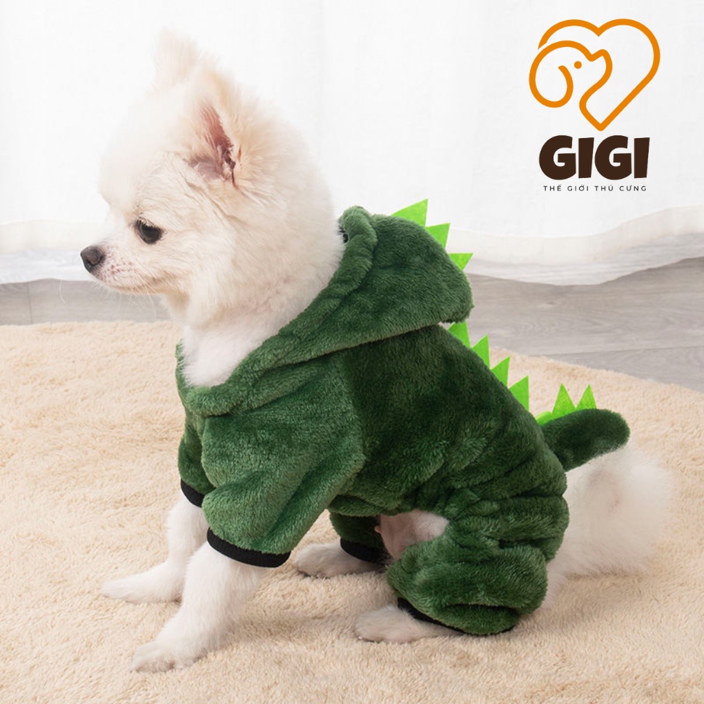 Quần áo khủng long cho chó mèo vải nhung nỉ giữ ấm thu đông dễ thương cute phụ kiện thú cưng - GiGi Pet Shop