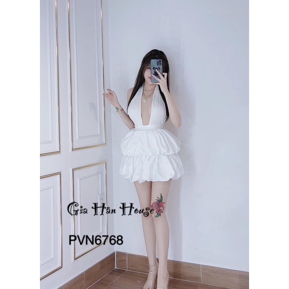 váy trắng hở lưng xoè đi tiệc ( hình thật shop Thảo Nhỏ Store chụp )