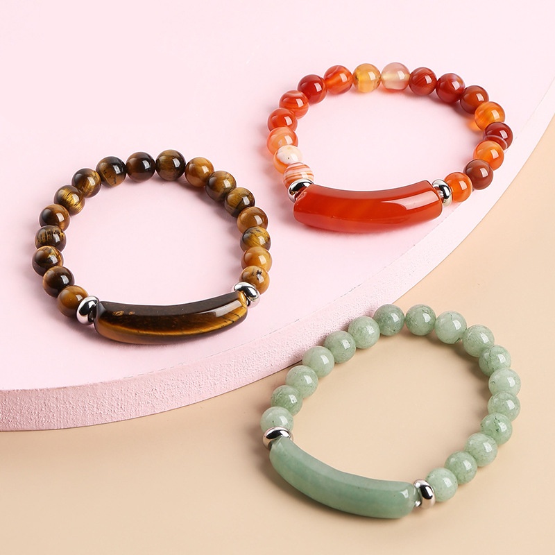 Vòng Tay Chuỗi Hạt Đá Mã Não Tự Nhiên May Mắn Có Thể Điều Chỉnh Dành Cho Nam Nữ
