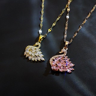   LAVANDE  Vòng Cổ Thiên Nga Pha Lê Nữ Đơn Giản Phù Hợp Với Cặp Đôi Mặt Dây Chuyền Bạn Bè Xương Đòn Dây Chuyền Kim Cương Vòng Cổ Thép Titan Không Phai Màu XGPT 