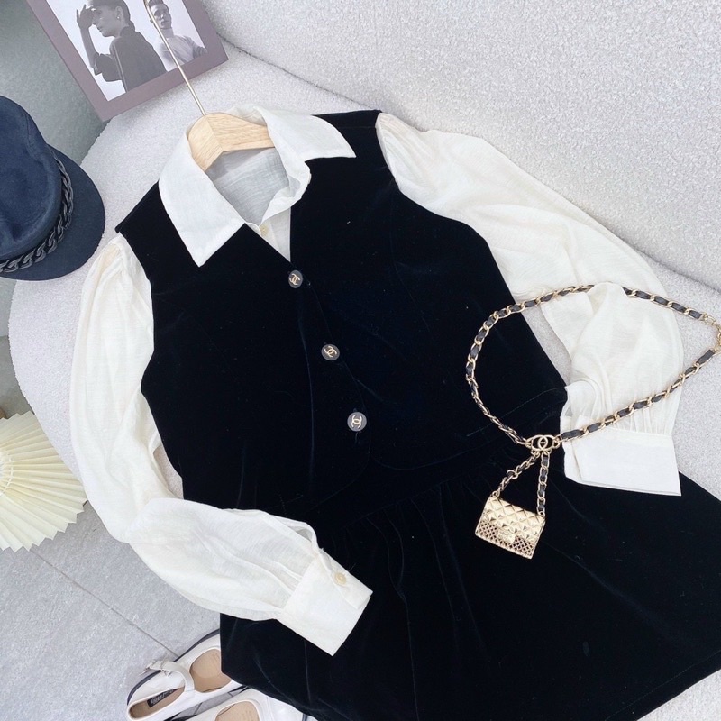 Set 3 món rời bao gồm sơ mi, gile nhung & chân váy nhung siêu xinh - 𝐕𝐘.𝐂𝐋𝐎𝐓𝐇𝐄𝐒