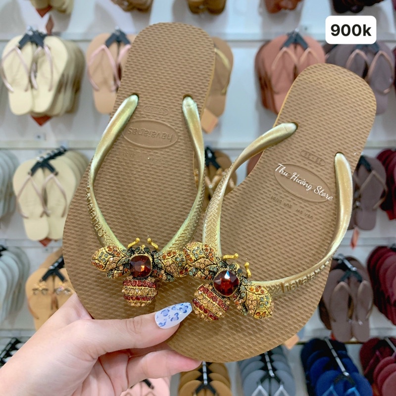 Dép Slim Đính Ong Bầu Gold