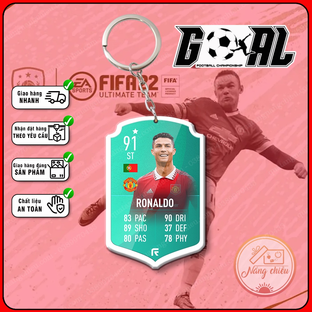 Móc khóa cầu thủ Ronaldo cao cấp phụ kiện treo balo túi xách đẹp hottrend mới nhất CR7 huyền thoại Bồ Đào Nha[3051-3063]