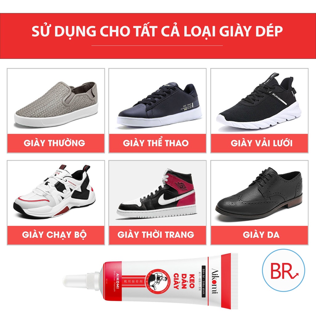 Keo dán giày thể thao, giày da trong suốt siêu dính Aikomi TẶNG KÈM KHĂN- Keo dán vết rách giày, túi xách dễ dàng 01799