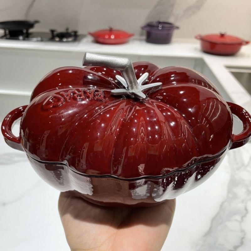 Nồi gang bí ngô,cà chua nội địa 16cm dùng được cho tất cả các loại bếp