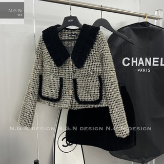 Áo dạ nhũ bling cổ và túi áo phối nhung kèm chân hl1...