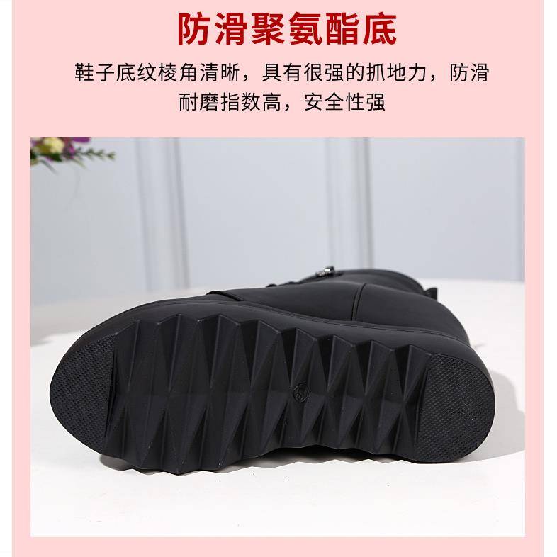 Giày Bốt Cao Gót 12CM Đế Xuồng Cotton Siêu Cao Màu Đen Chống Thấm Nước Thời Trang Thu Đông Cho Nữ