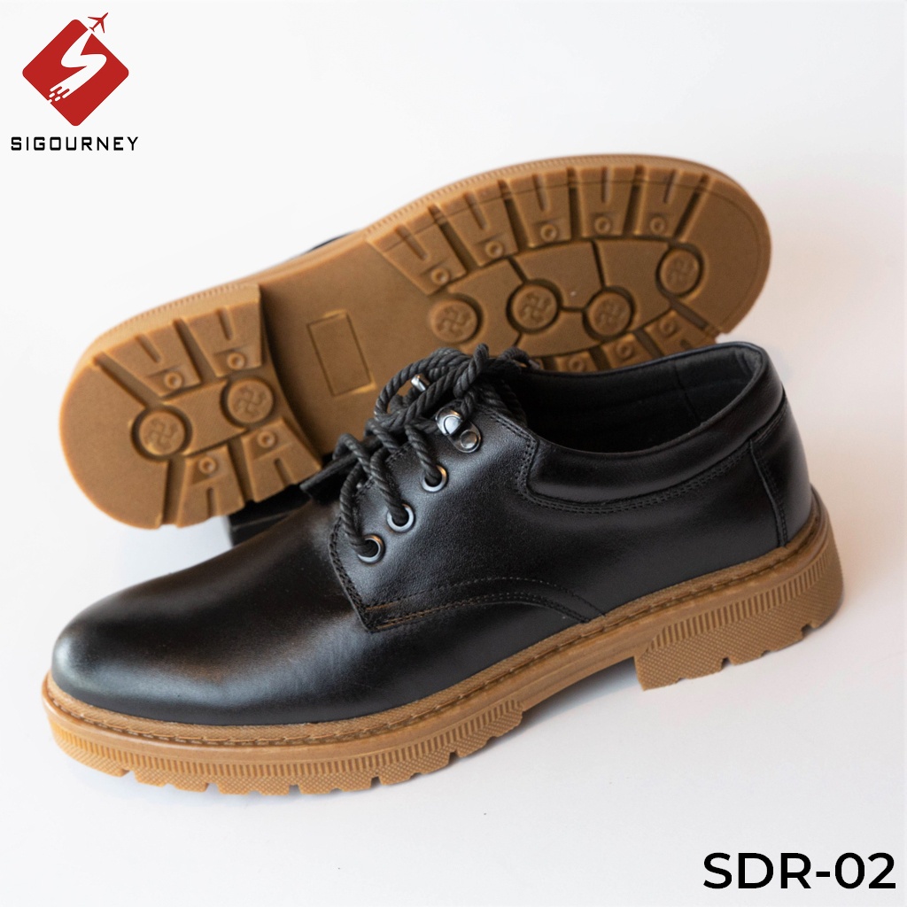 Giày đốc nam da bò cao cấp nhập khẩu SIGOURNEY màu đen SDR02 bảo hành 18 tháng